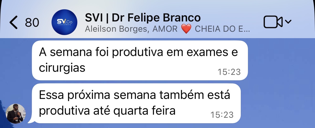 Mensagem do Dr. Felipe Branco: a semana foi produtiva em exames e cirurgias